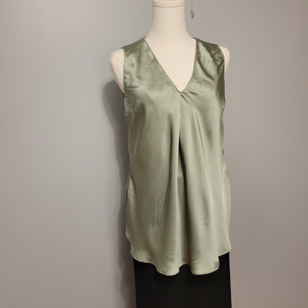 Ralph Lauren Purple Label Gwinnett Washed Satin Blouse Womens 0 Green $990